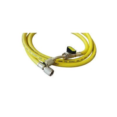 Przewód napełniający z zaworem kulowym E-360-R.  Długość: 150 cm  Podłączenie ¼” SAE  Dostępne kolory: czerwony